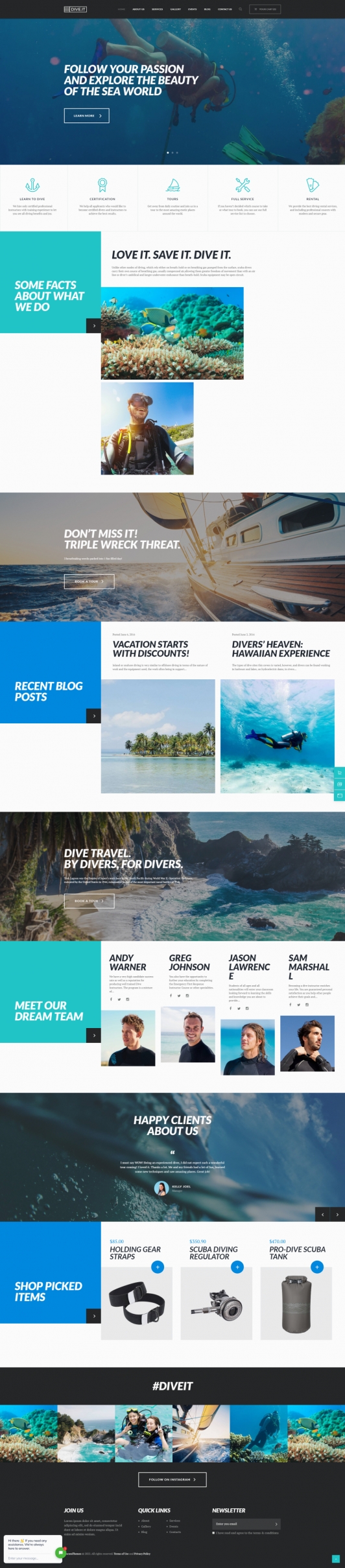 DiveIt v1.3.3-潜水培训/海上探险/旅行WordPress主题