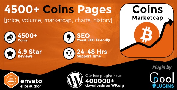 Coins MarketCap v3.9.2-WordPress加密货币/比特币插件