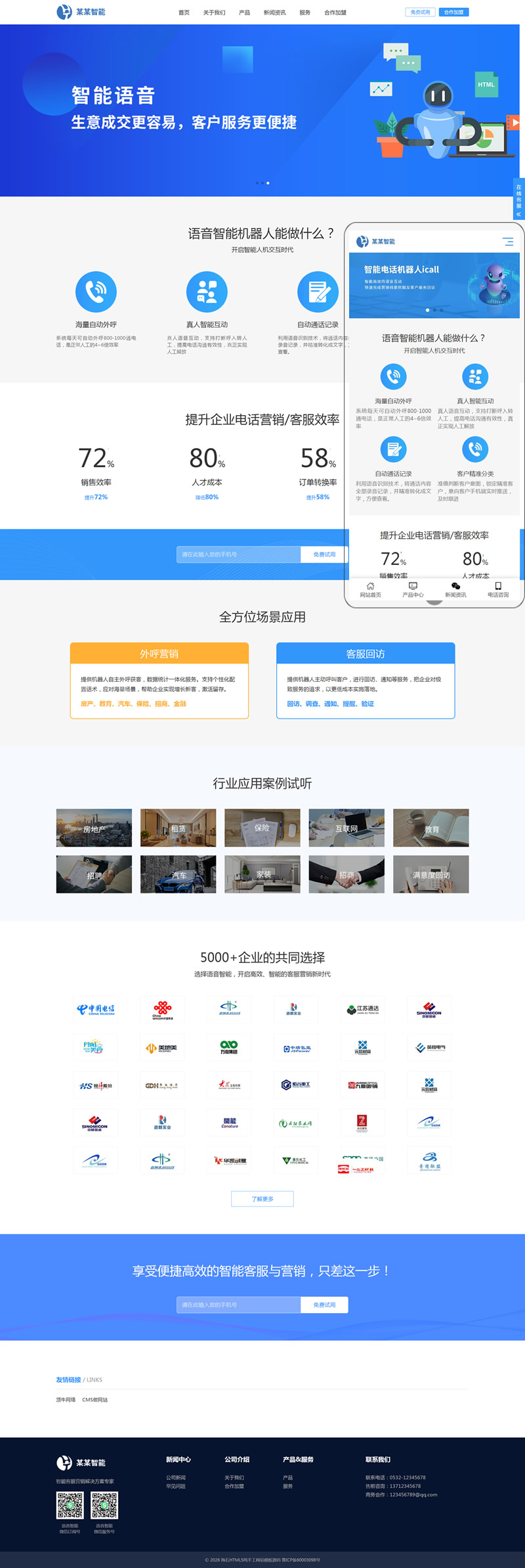 迅睿CMS智能客服商业服务网站模板响应式网站源码下载